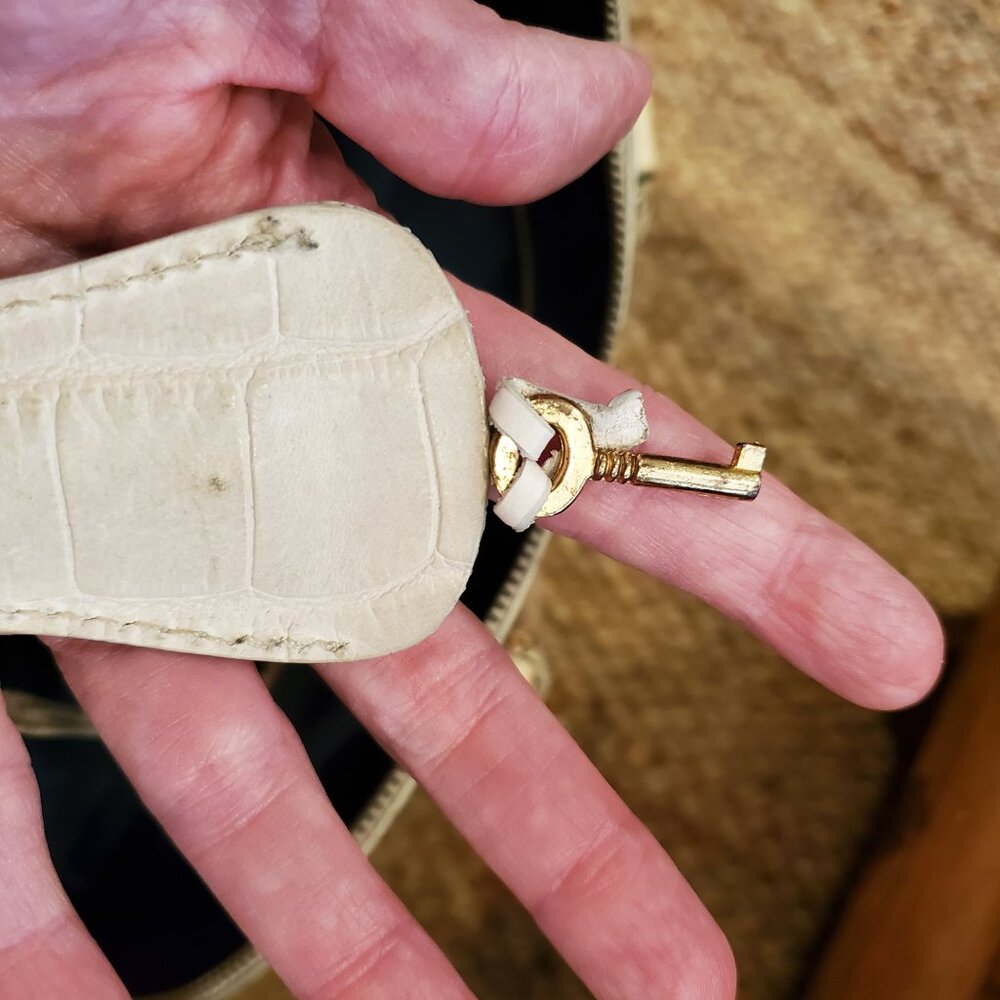 Vintage Dooney and Bourke Purse Satchel Croc Cream Ivory Nile Lock Key - Picture 5 of 16